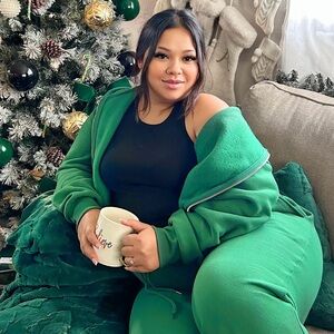 Green Zip-Up Hoodie and Joggers Set